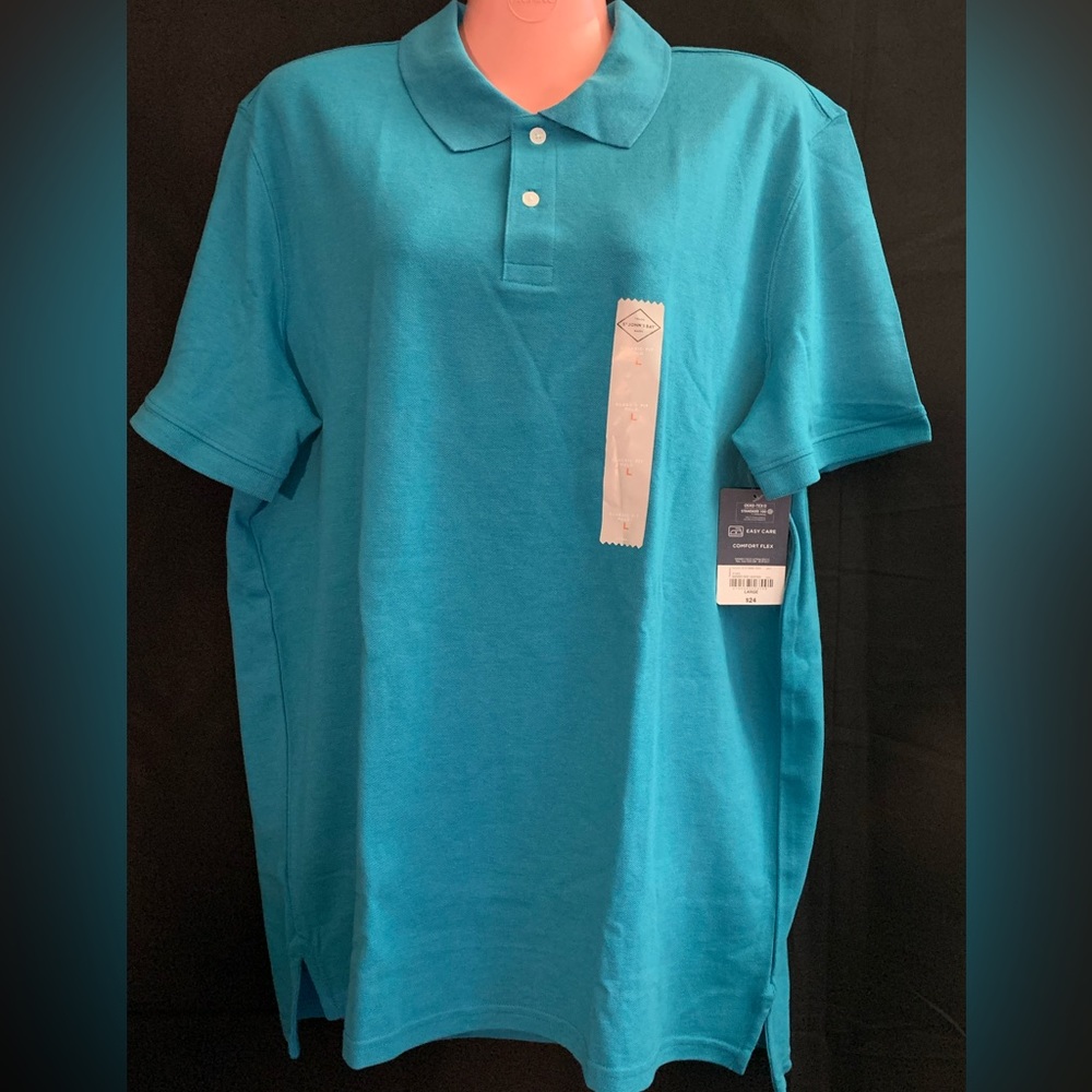 St. John’s Bay Men’s Polo Shirt Size Large Barrier Reef Heather NWT